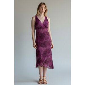 Vintage Rampage Y2K Whimsy Fairy Purple Glitter Mesh Asymmetrical Midi Dress M